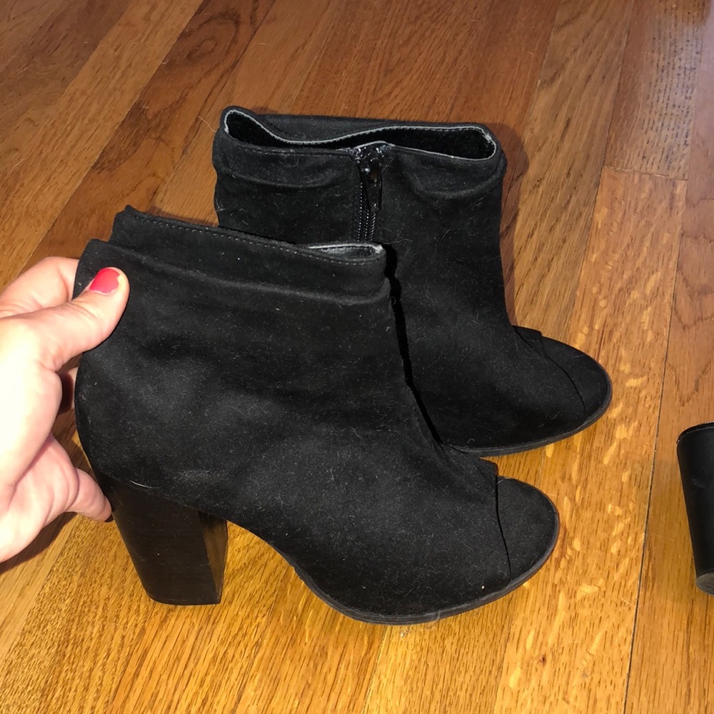 Black open toed booties